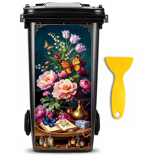 Flower wheelie bin stickers - bin,